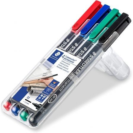 Staedtler Lumocolor 317 WP Estuche de 4 Colores Surtidos punta media permanente